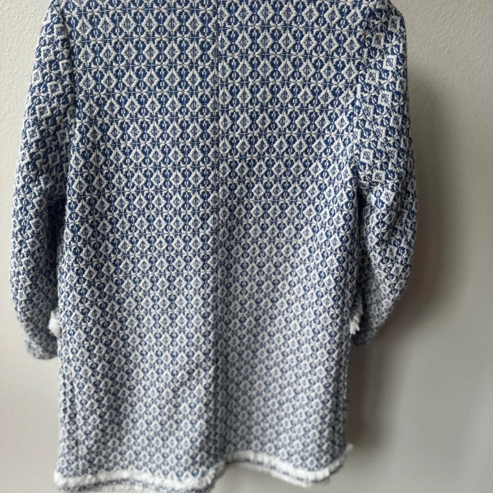 NWT Zara Basic Outwear - Blue Moroccan woven jacket, S - Picture 3 of 3